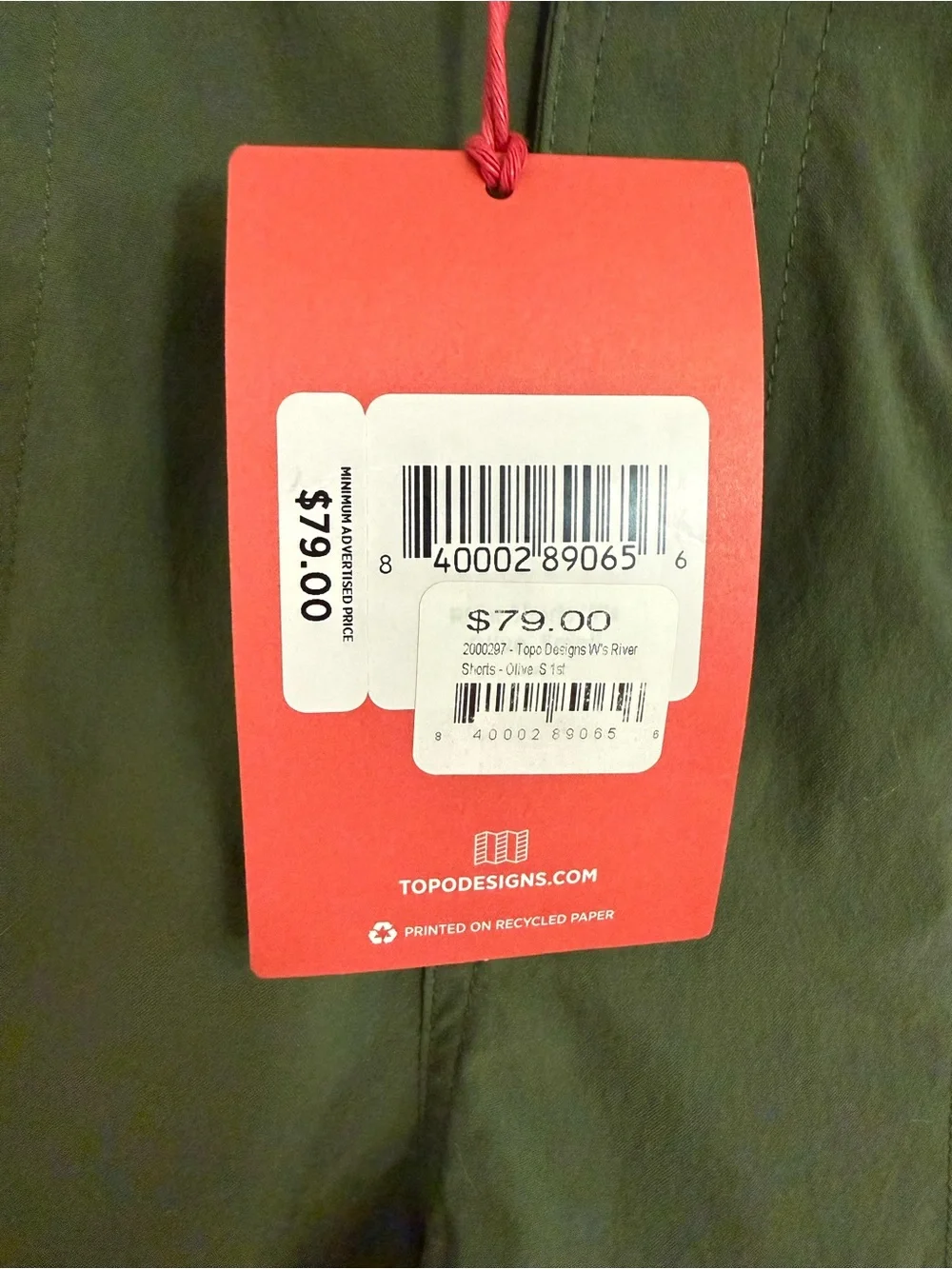 Topo Designs Olive Green Shorts with Blue Waist Belt